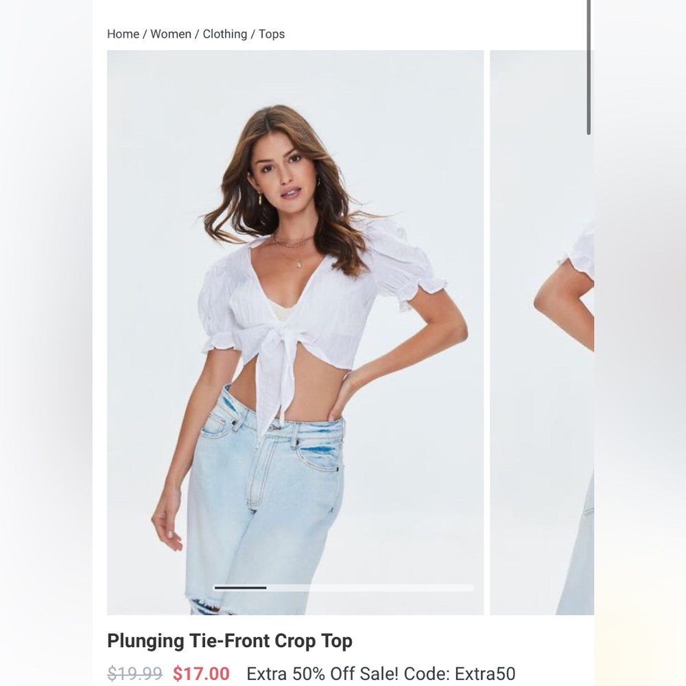 Forever 21 Plunging Tie-Front Crop Top